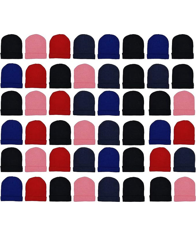 48 Pack Kids Winter Beanies, Warm Cold Weather Hats for Boys Girls Children, School Outdoors, Bulk