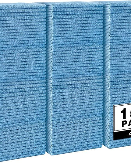 AIDEA Microfiber Cleaning Cloth Blue,150PK, Shop Rags, Microfiber Towels for Cars, Dusting Cloth Lint Free Rags, Absorbent Towels for SUVs, House, Kitchen, Mechanic, Workshops, 12"×12"