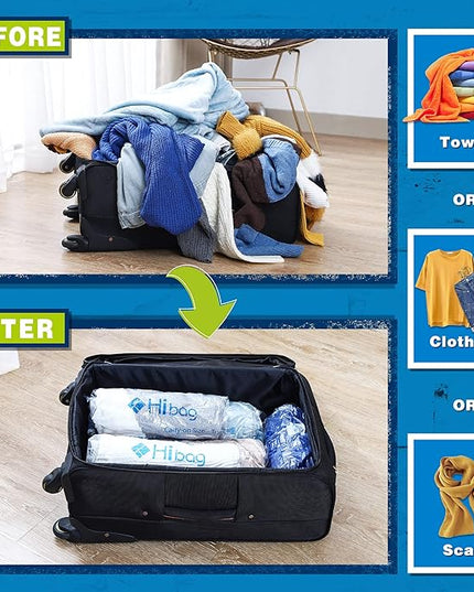 12 Compression Bags for Travel Essentials, Vacuum Packing Space Saver Bags for Cruise Accessories (12-Travel)