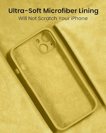 FireNova Designed for iPhone 14 Case, Silicone Upgraded [Camera Protection] Phone Case with [2 Screen Protectors], Soft Anti-Scratch Microfiber Lining Inside, 6.1 inch, Yellow