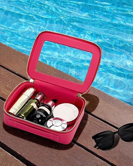 Aveniee Clear Makeup Bag Organizer,Travel Toiletry Bag for Women,Waterproof Cosmetic Pouch with Zippers,Car Accessories Organizers and Storage Case,Hotpink
