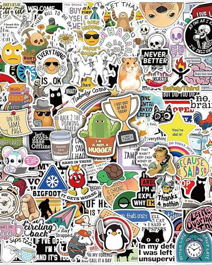 MiStar 150 PCS Funny Stickers for Adults Hilarious Meme Snarky Weird Inappropriate Cool Dark Humor Sarcastic Antisocial Sticker Pack for Hard Hats Laptops Water Bottles Waterproof Decals Men Gifts