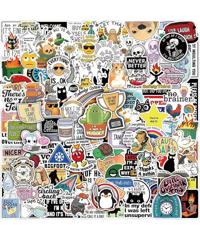 MiStar 150 PCS Funny Stickers for Adults Hilarious Meme Snarky Weird Inappropriate Cool Dark Humor Sarcastic Antisocial Sticker Pack for Hard Hats Laptops Water Bottles Waterproof Decals Men Gifts