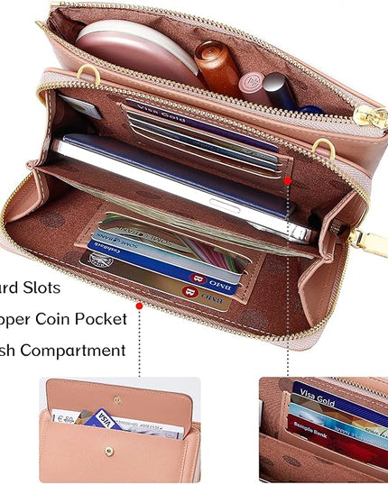 KUKOO Small Crossbody Bag Cell Phone Purse Wallet with Credit Card Slots for Women