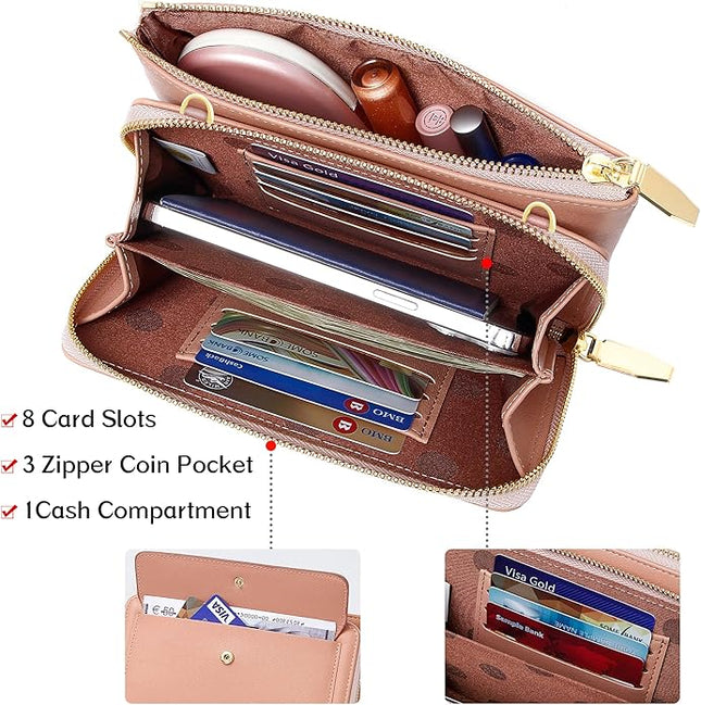 KUKOO Small Crossbody Bag Cell Phone Purse Wallet with Credit Card Slots for Women