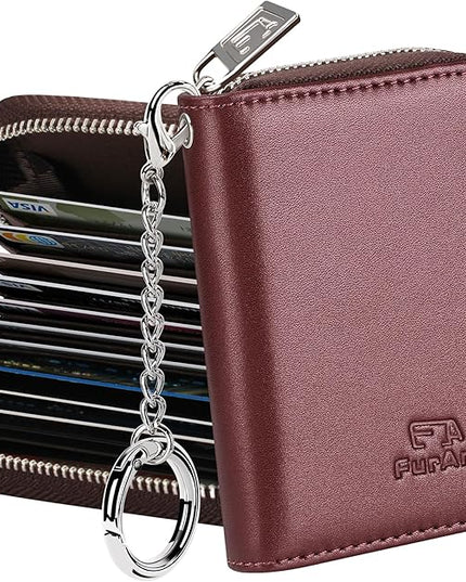 FurArt Zipper Wallet Women, RFID Blocking Credit Card Wallet, Business Card Holder, Compact Size KeyChain Wallet