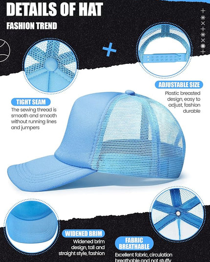 10 Pcs Sublimation Blank Trucker Hats Bulk Mesh Baseball Cap Polyester Mesh Trucker Hat for Men and Women