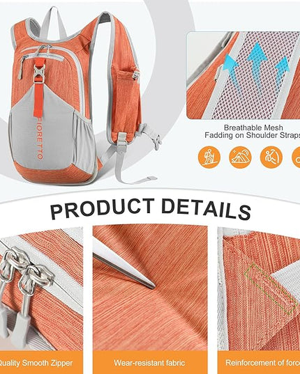 FIORETTO 10L Lightweight Packable Hiking Backpack Small Foldable Daypack for Women Men Compact Travel Backpack for Camping & Outdoor, Orange
