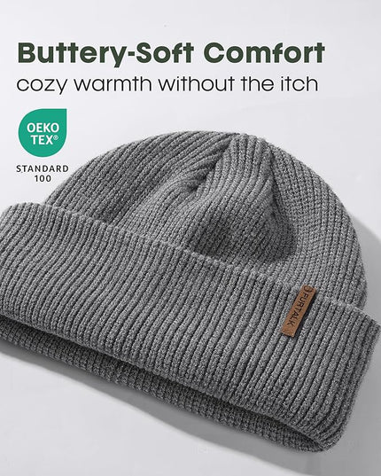 FURTALK Fisherman Beanie for Men Women 2 Styles Cuffless or Cuffed Knitted Unisex Winter Hat Outdoor All-Day Warmth