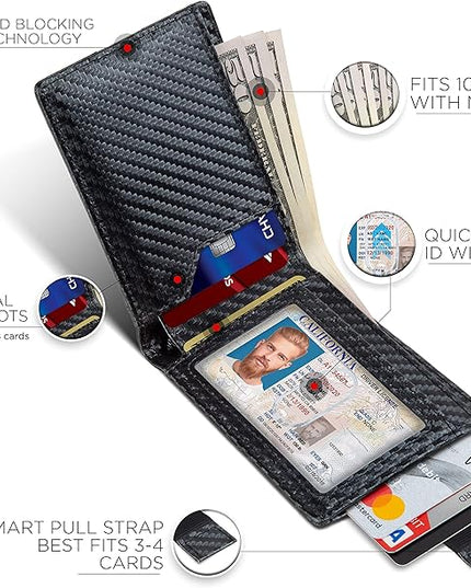 SERMAN BRANDS RFID Blocking Slim Bifold Genuine Leather Thin Minimalist Front Pocket Wallets for Men Billfold Wallet Men Gift