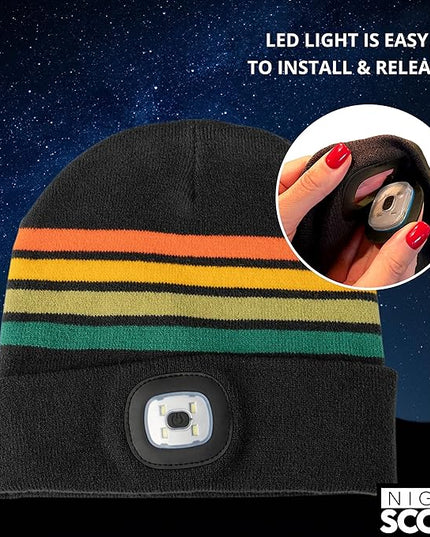 Night Scope Classic Rechargeable LED Warm Knit Beanie Head Light Hat Headlamp for Outdoor Activities