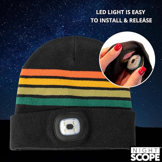 Night Scope Classic Rechargeable LED Warm Knit Beanie Head Light Hat Headlamp for Outdoor Activities