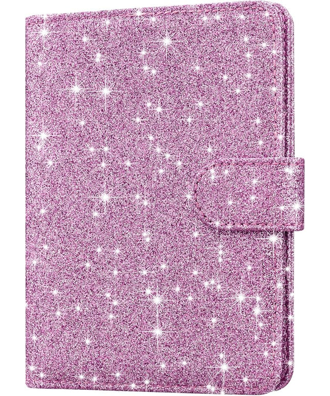 HOTCOOL Passport Holder Travel Essentials Airplane & Cruise Essentials Ship Leather Wallet Cover Case RFID Blocking Women & Men Vacation Travel Accessories Gifts Deals, Glitter - Purple