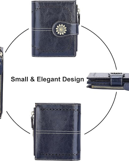 Lavemi Womens Leather Wallet Small Compact RFID Blocking Credit Card Case Purse with Zipper Pocket | Small, Compact, RFID Blocking, Zipper Pocket, Small, Compact
