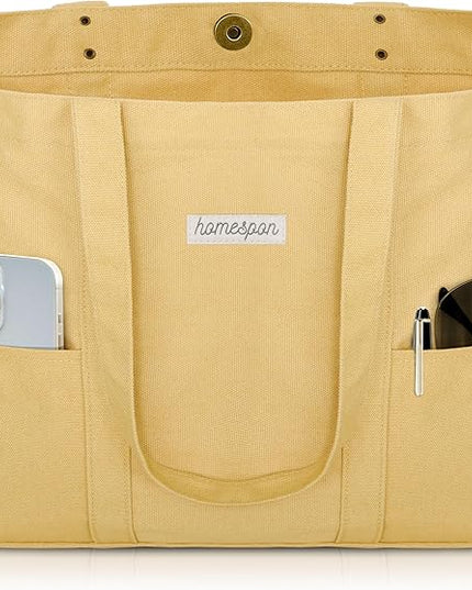 HOMESPON Large Canvas Tote Bag for Women Everything Bag with Pockets and Laptop Sleeve