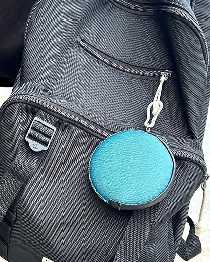 OneJoy Mini Round Coin Purse with Clip on, Lightweight Waterproof Zipper Pouch for Earbuds, Keys, Coins, Compact Travel Storage Case for Women & Men; Xmas Gift [ Navy ]