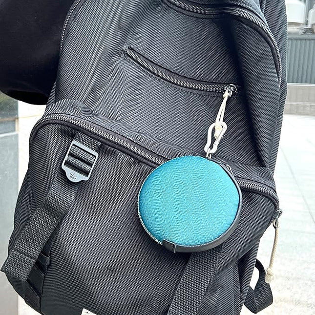 OneJoy Mini Round Coin Purse with Clip on, Lightweight Waterproof Zipper Pouch for Earbuds, Keys, Coins, Compact Travel Storage Case for Women & Men, Xmas Gift [ Bright Blue ]