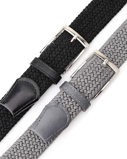 Radmire 2 Pack Elastic Braided Woven Canvas Belts for Men and Women