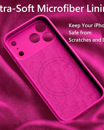 FireNova Magnetic for iPhone 17 Pro Case, Compatible with MagSafe, [Integrated Silicone Camera Control Button] [Camera Protection] Anti-Scratch Microfiber Lining Phone Case, 6.3", Hot Pink