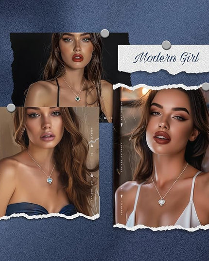 CDE Christmas Gifts for Women Angel Wings Necklace for Women with Birthstone, Love Heart Silver Tone/Gold Tone Pendant, Ideal Anniversary or Birthday Jewelry Gifts for Wife Girlfriend Her