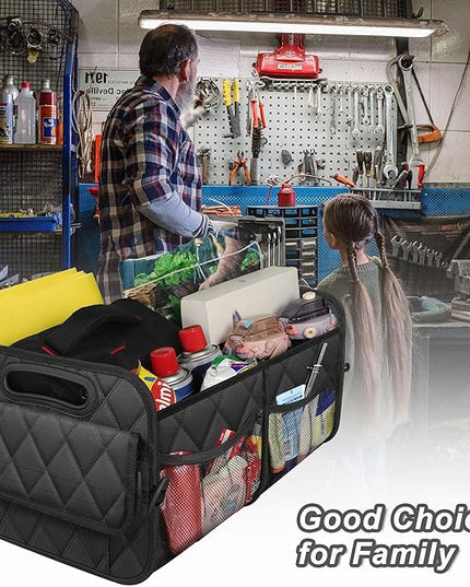 Deosk Car Trunk Organizer for SUV, Car Organizers and Storage with 6 Pocket, Car Accessories for Women/Men 50LWaterproof Polyester Trunk Organizer, Black