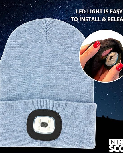 Night Scope Classic Rechargeable LED Warm Knit Beanie Head Light Hat Headlamp for Outdoor Activities