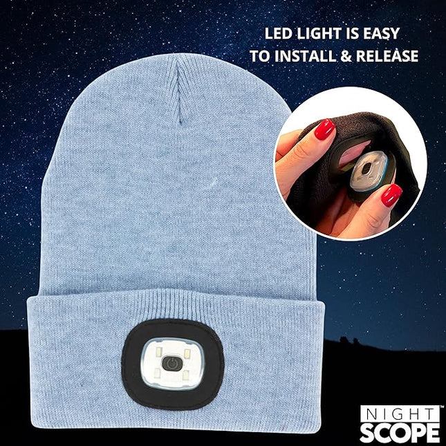 Night Scope Classic Rechargeable LED Warm Knit Beanie Head Light Hat Headlamp for Outdoor Activities
