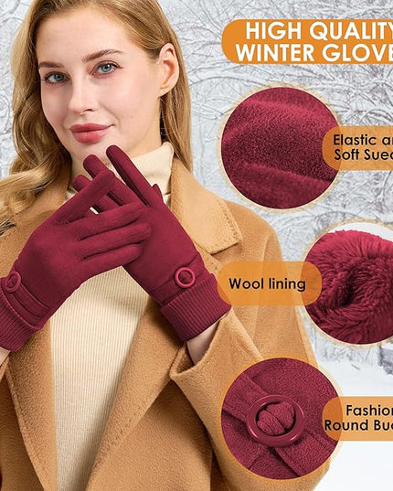 Cold Weather Womens Gloves, Winter Gloves for Women Thermal Warm Fleece Lined, Touchscreen Gloves for Christmas Gifts