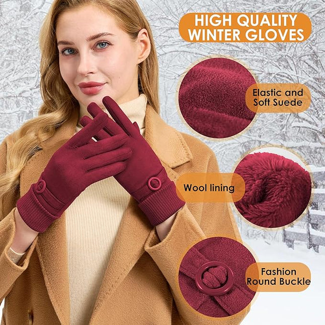 Cold Weather Womens Gloves, Winter Gloves for Women Thermal Warm Fleece Lined, Touchscreen Gloves for Christmas Gifts