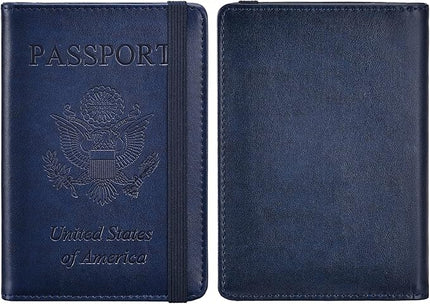 HerriaT Passport and Vaccine Card Holder Combo,Cover Case with CDC Vaccination Card Slot, Leather Travel Documents Organizer Protector, with RFID Blocking, for Women and Men