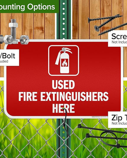 Used Fire Extinguishers Here Sign, 12x18 Inches, 3M EGP Reflective .063 Aluminum, Fade Resistant, Made in USA by My Sign Center