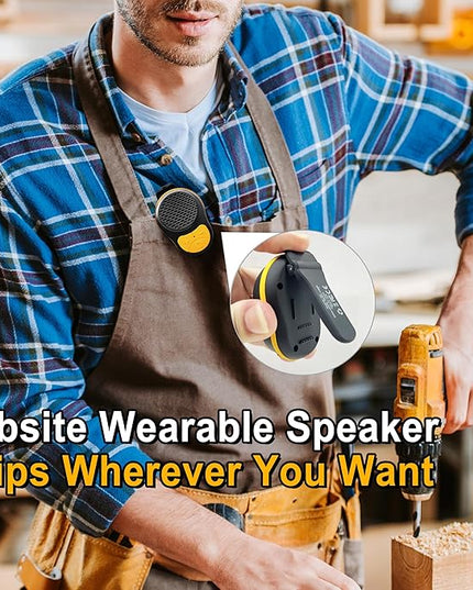 Wearable Bluetooth Speaker Clip On, Small Portable Speaker, Waterproof Bluetooth Mini Speaker with Microphone for Workout Running Up to 24H Playtime(Black+Orange)