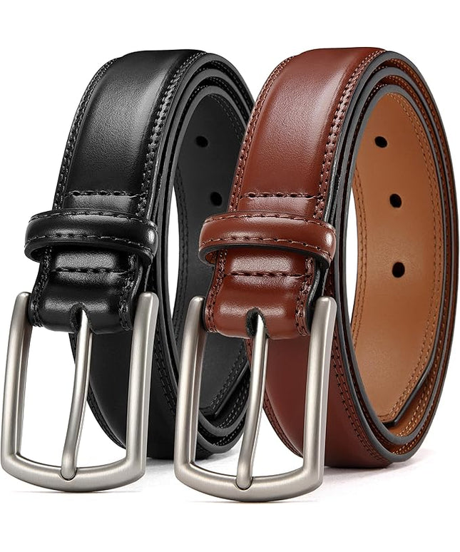 CHAOREN Leather Dress Belt Men 2 Pack - 1 3/8" Mens Belts for Work Business Casual Jeans
