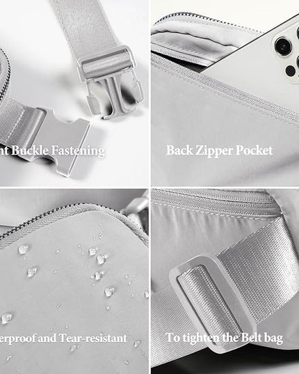 YOSHUYUKI Fanny Pack Crossbody Bag Trendy Waterproof Small Sling Cross Body Purse for Women Men Fashion Waist Packs Mini Belt Pouch Chest Bum Hip Bag Lulu Dupes for Travel Vacation Running Ash