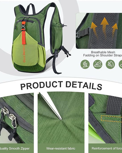 FIORETTO 10L Lightweight Packable Hiking Backpack Small Foldable Daypack for Women Men Compact Travel Backpack for Camping & Outdoor, Green