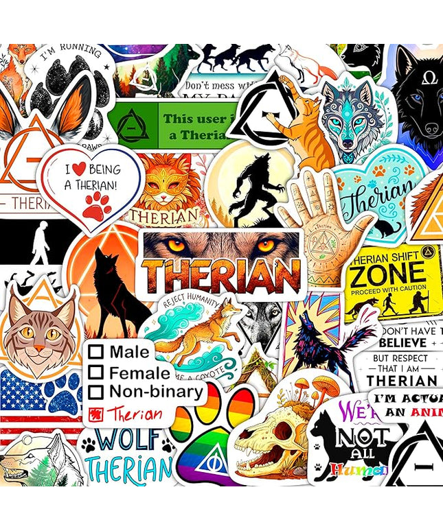 100Pcs Therian Stickers for Water Botttle, Laptop - Therian Gifts, Party Supplies - Gift for Women & Men