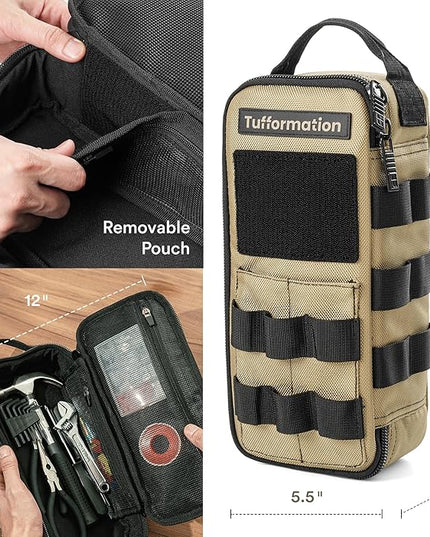 Heavy Duty Small Tool Bag Pouch Portable Utility Organizer Case with Zipper Handle. Perfect for EDC, Motorcycle, Road Bike, Electricians & More