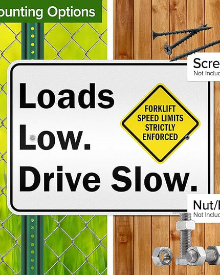 Loads Low Drive Slow Sign, 18x24 Inches, 3M EGP Reflective .080 Aluminum, Fade Resistant, Made in USA by My Sign Center