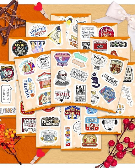 100Pcs Theatre Stickers for Laptop, Drama Stickers and Decals - Theatre Gifts - Drama Party Supplies - Gift for Women & Men
