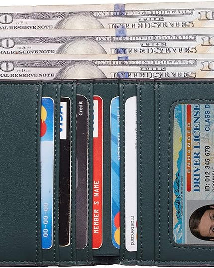 Toughergun Women’s Small Slim Leather Wallet with RFID Protection, Compact Bifold Mini Purse with Clear ID Window
