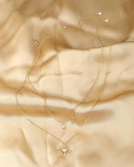 Tewiky Dainty 14k Gold Plated/Silver Cubic Zirconia Necklaces for Women, Simple CZ Jewelry Necklaces Trendy Gifts