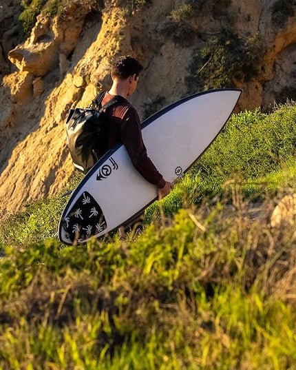 Ho Stevie! Waterproof Surf Backpack - Heavy Duty with Laptop Sleeve - Roll Top Closure Keeps Your Gear Dry In Bag - 25L