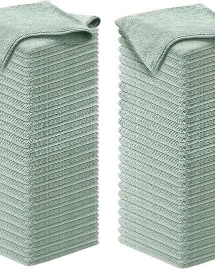 USANOOKS Microfiber Cleaning Cloth - Sea Green - 100Pcs (12.5x12.5 inch) High Performance - 1200 Washes, Ultra Absorbent Car Towel Traps Grime & Liquid for Streak-Free Mirror Shine - car Washing cloth