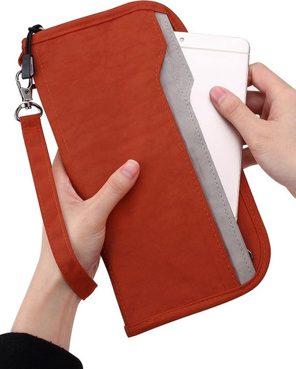 ZOPPEN Passport Holder Family RFID Passport Wallet, Passport Holder Women/Men, Travel Wallet Documents Organizer Zipper Case with Removable Wristlet Strap, Travel Essentials for Flying