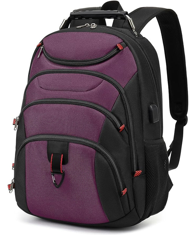 Boavan Laptop Backpack for men, 15.6 inch Laptop Bag with USB Port, Waterproof Travel Work Backpack Purse, Anti-Theft Teacher Nurse Doctor Casual Bookbags Office Business backpack，Purple Black