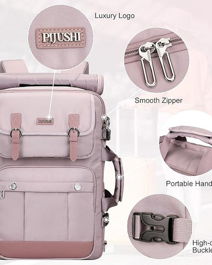 PIJUSHI Travel Backpack for Women Carry on Luggage Backpack Convertible Large Laptop Duffel Bag for Airplanes(PE049 Ashen Purple)