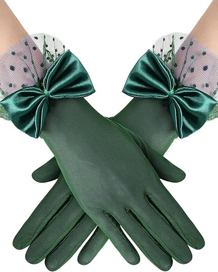 BABEYOND Lace Gloves for Women - Bow Short Prom Gloves Evening Elegant Accessories for Wedding Opera Party