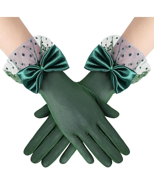 BABEYOND Lace Gloves for Women - Bow Short Prom Gloves Evening Elegant Accessories for Wedding Opera Party