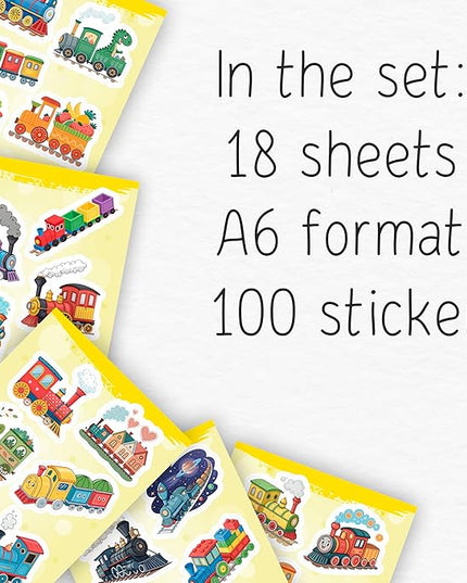 100Pcs Train Stickers for Water Bottle - Train Party Supplies & Decorations - Railroad Stickers - Gift for Women & Men