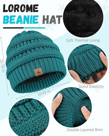 Winter Beanie Hat Scarf Gloves, Warm Fleece Knit Hats Touch Screen Gloves Neck Scarf Set Winter Gifts for Unisex Adult
